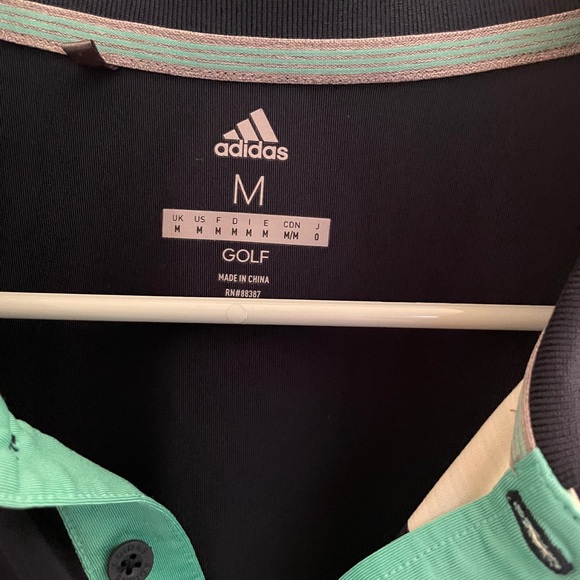 Adidas Golf Men's Polo‎ Shirt - Black, White, and Green - Picture 2 of 3
